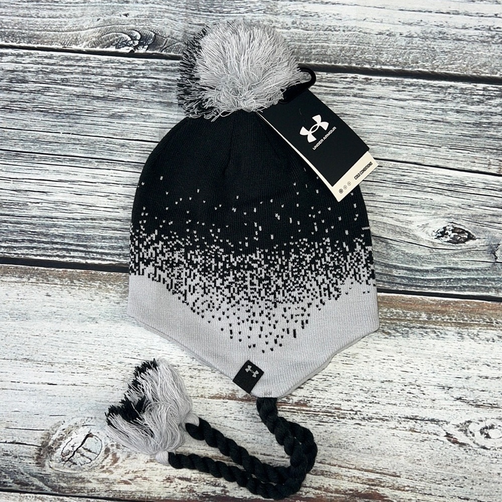 Girl’s Black/Grey Under Armor Bennie With Rope Tie and Tassels